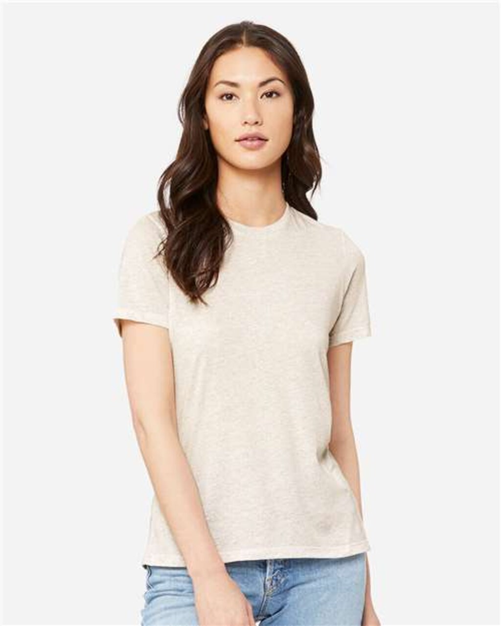 BELLA + CANVAS Women’s Relaxed Fit Crew Neck Short Sleeve Triblend Tee for Printing & Summer Wear